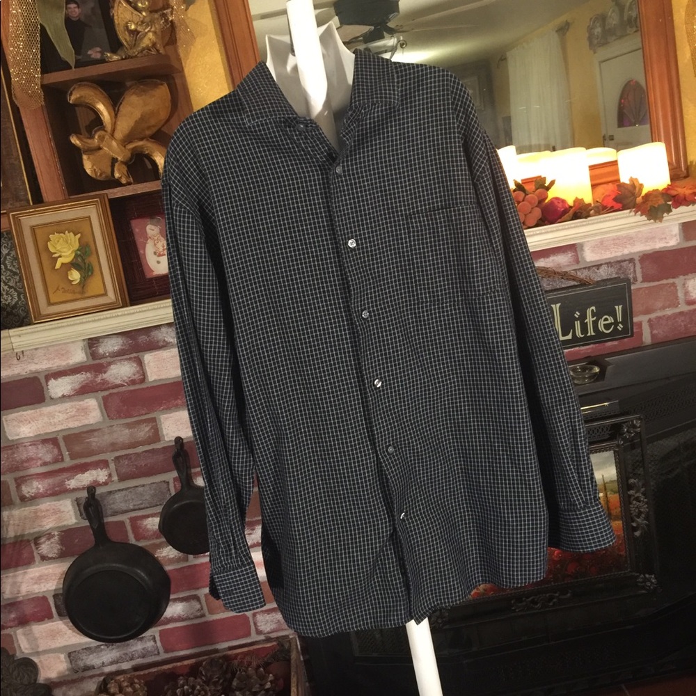🔷Apt 9 Modern Fit Button Down Blue Checked Shirt